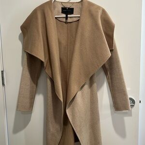 Tan and cream hooded bcbg coat
